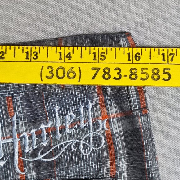 Hurley flat front shorts men's size 30 (32) grey colour with plaid pattern - Picture 9 of 12
